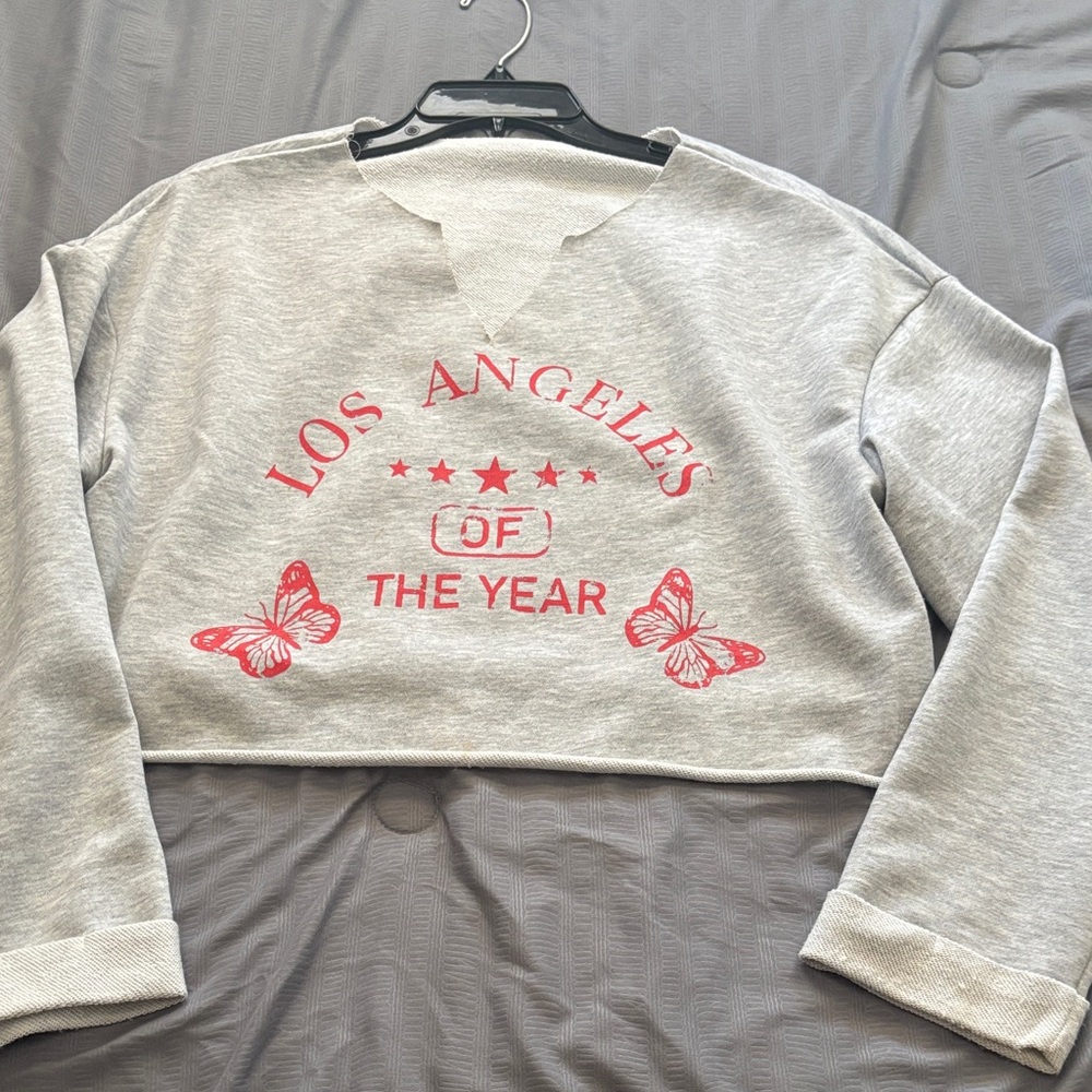 Gray Los Angeles Graphic Crop Top